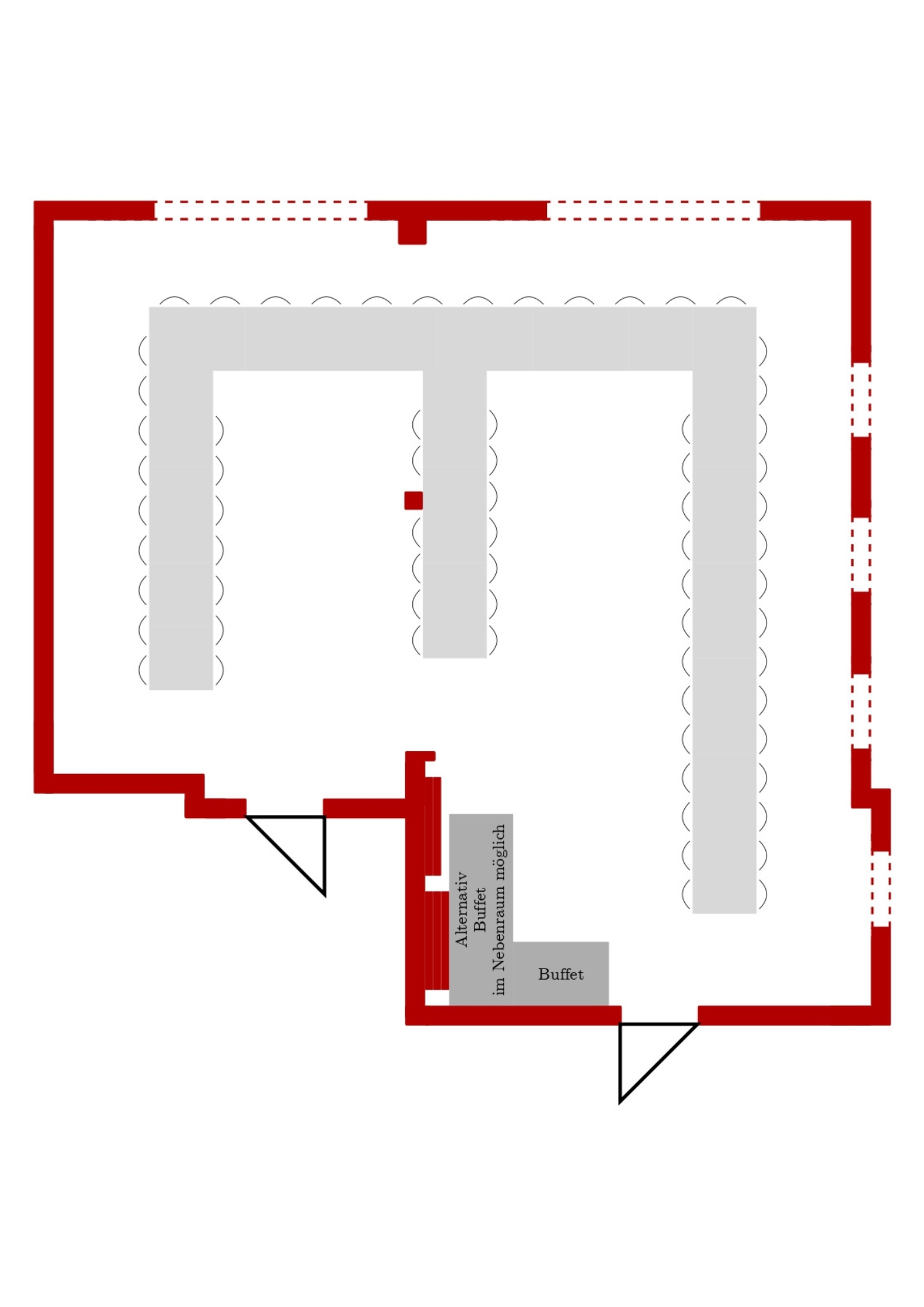 Fürstenzimmer E-Tafel 69 Pers. Fürstenzimmer U-Tafel 59 Pers. ohne Buffet
