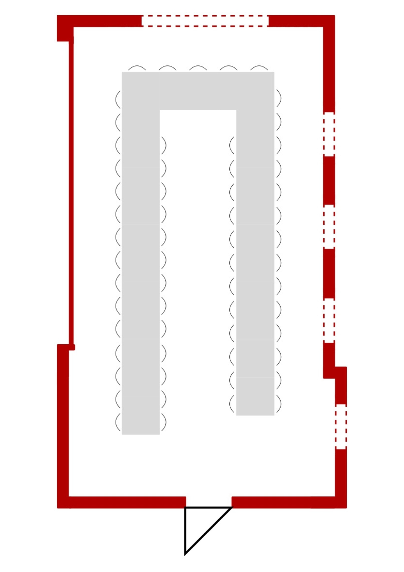 Fürstenzimmer U-Tafel 59 Pers. ohne Buffet Fürstenzimmer Kinobestuhlung 90 Pers.