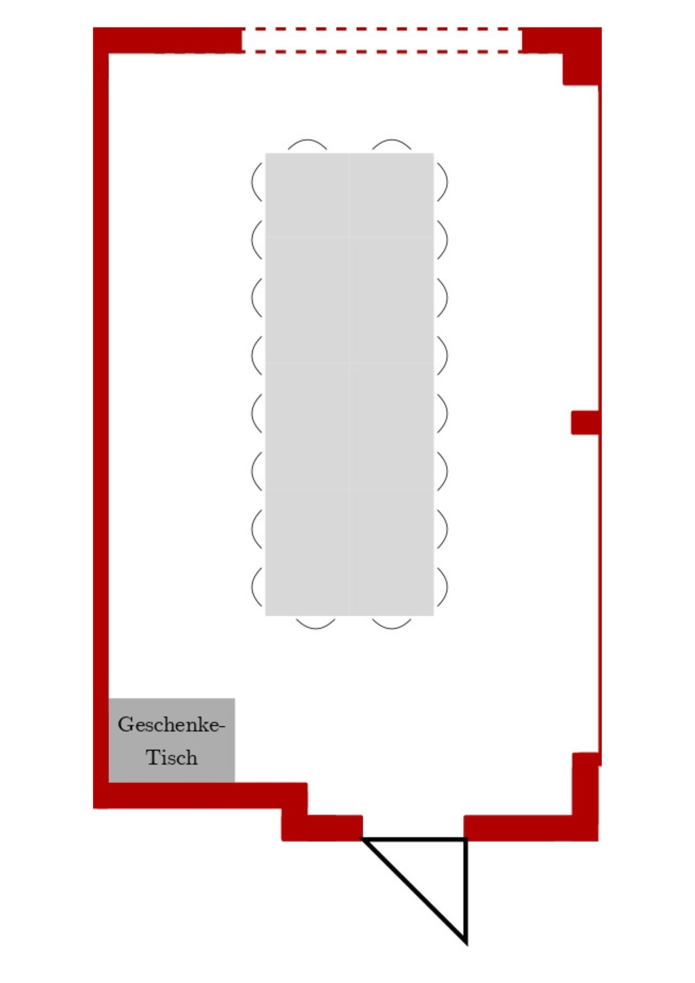 Spiegelzimmer Block 20 Pers. Spiegelzimmer Einzeltafeln 36 Pers.